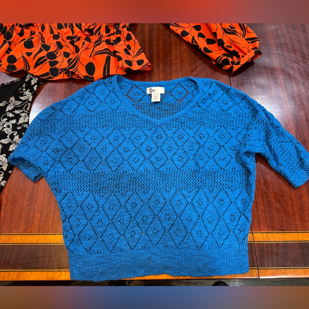 SO Women's Blue Knit Sweater